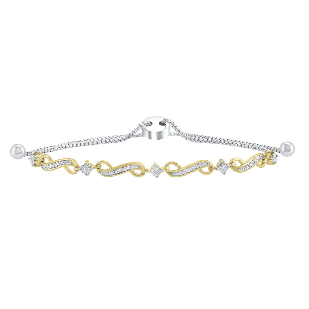 Silver White Yellow Diamond 1/8Ctw Bracelet