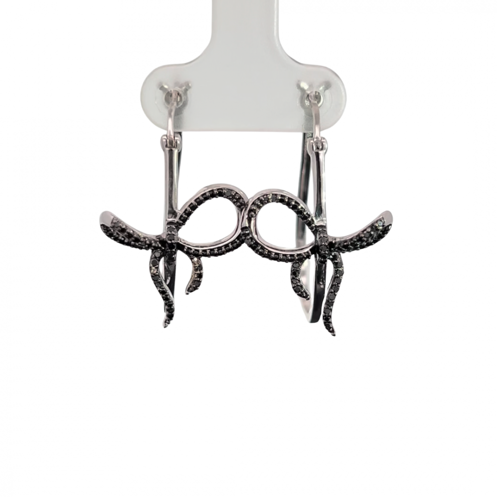 .30 CTW Sapphire Blue Gemstone Bow Hoop Earrings in Sterling Silver