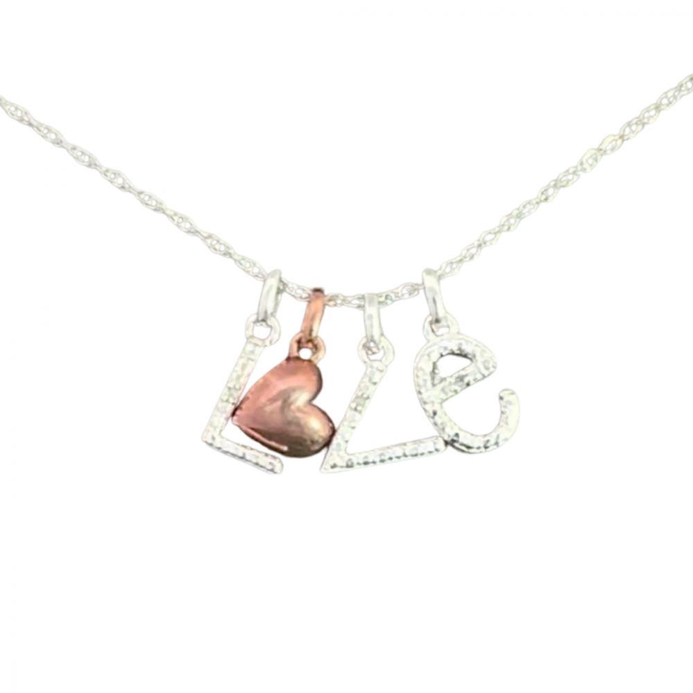 "Love" Pendant Necklace in Sterling Silver