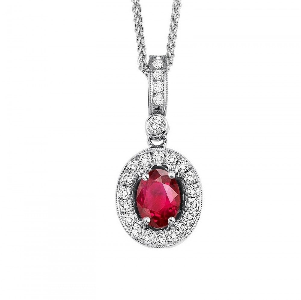 Ruby and Diamond 14kt White Gold Necklace