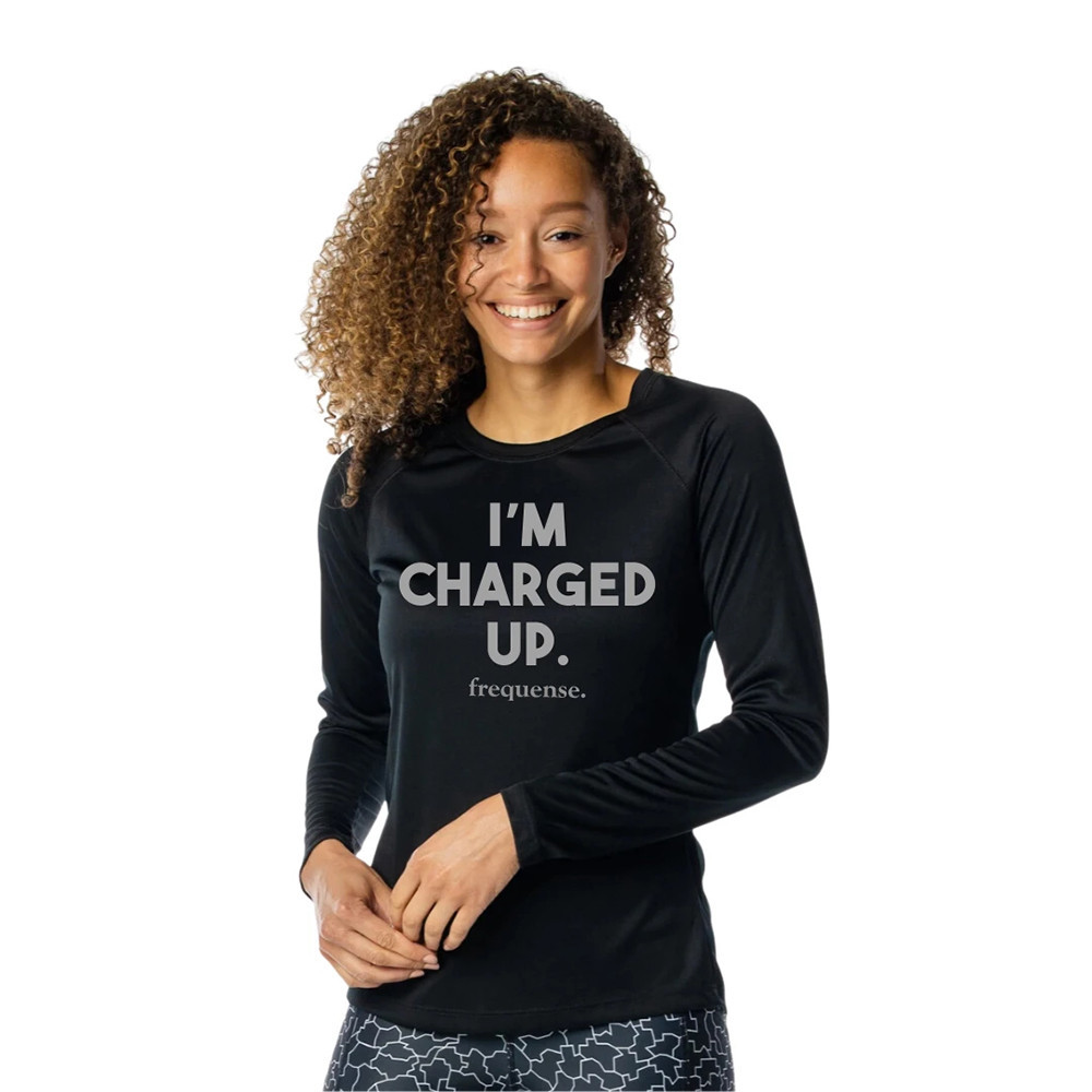 I'm Charged Up Long Sleeve Performance Crew Black