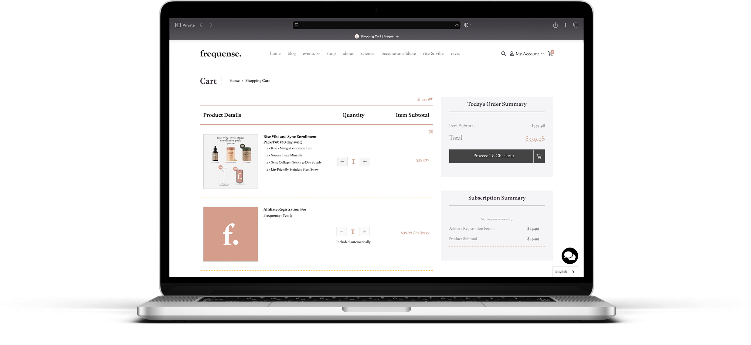 Cart with Affiliate Fee automatically added