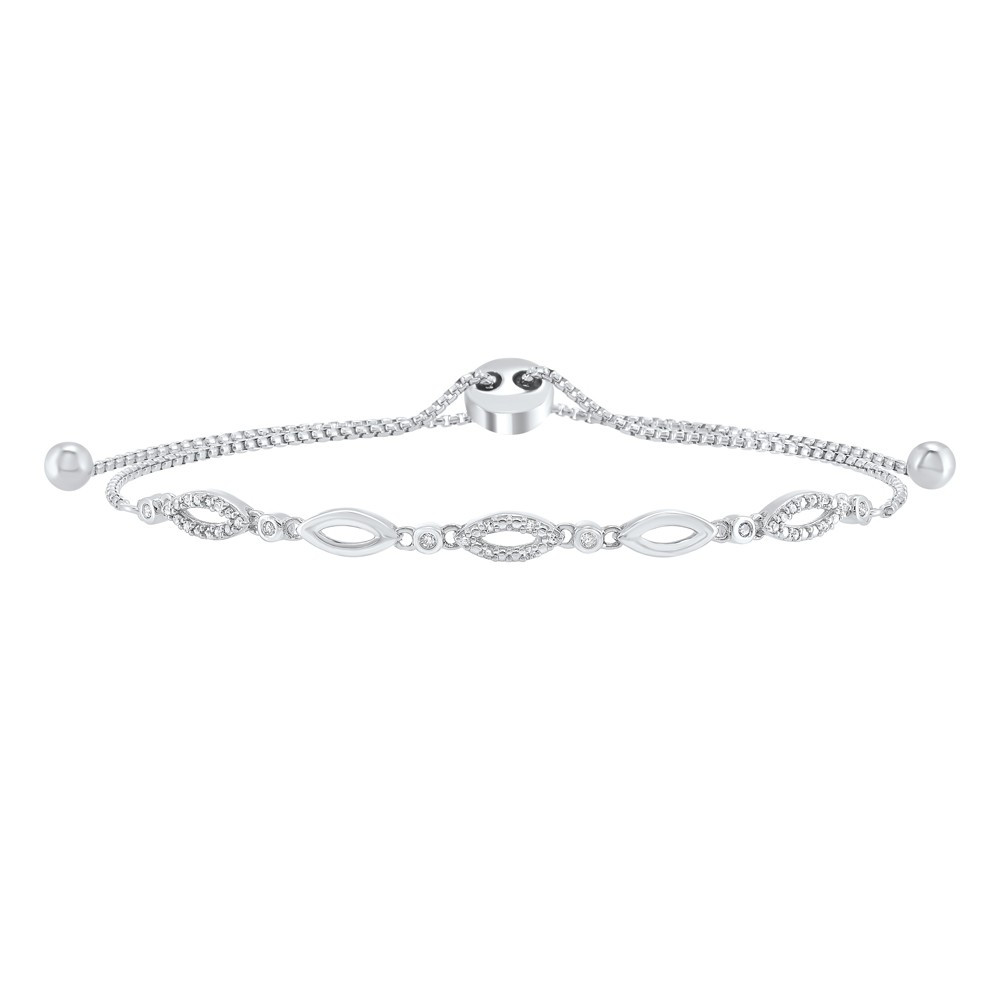 Silver White Diamond 1/8Ctw Bracelet