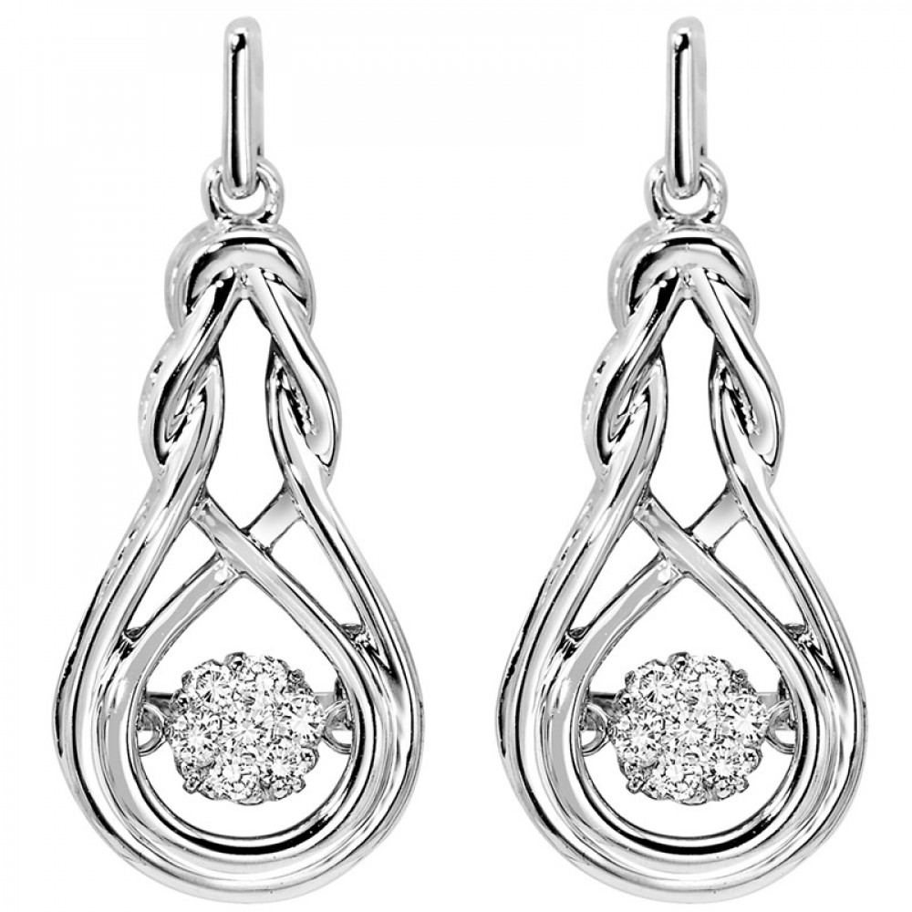 Silver White Diamond 1/6Ctw Earring