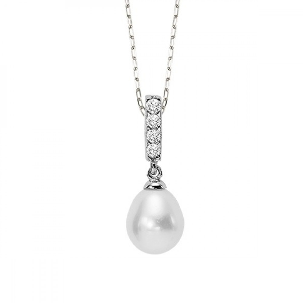 Silver White & Pearl Pendant