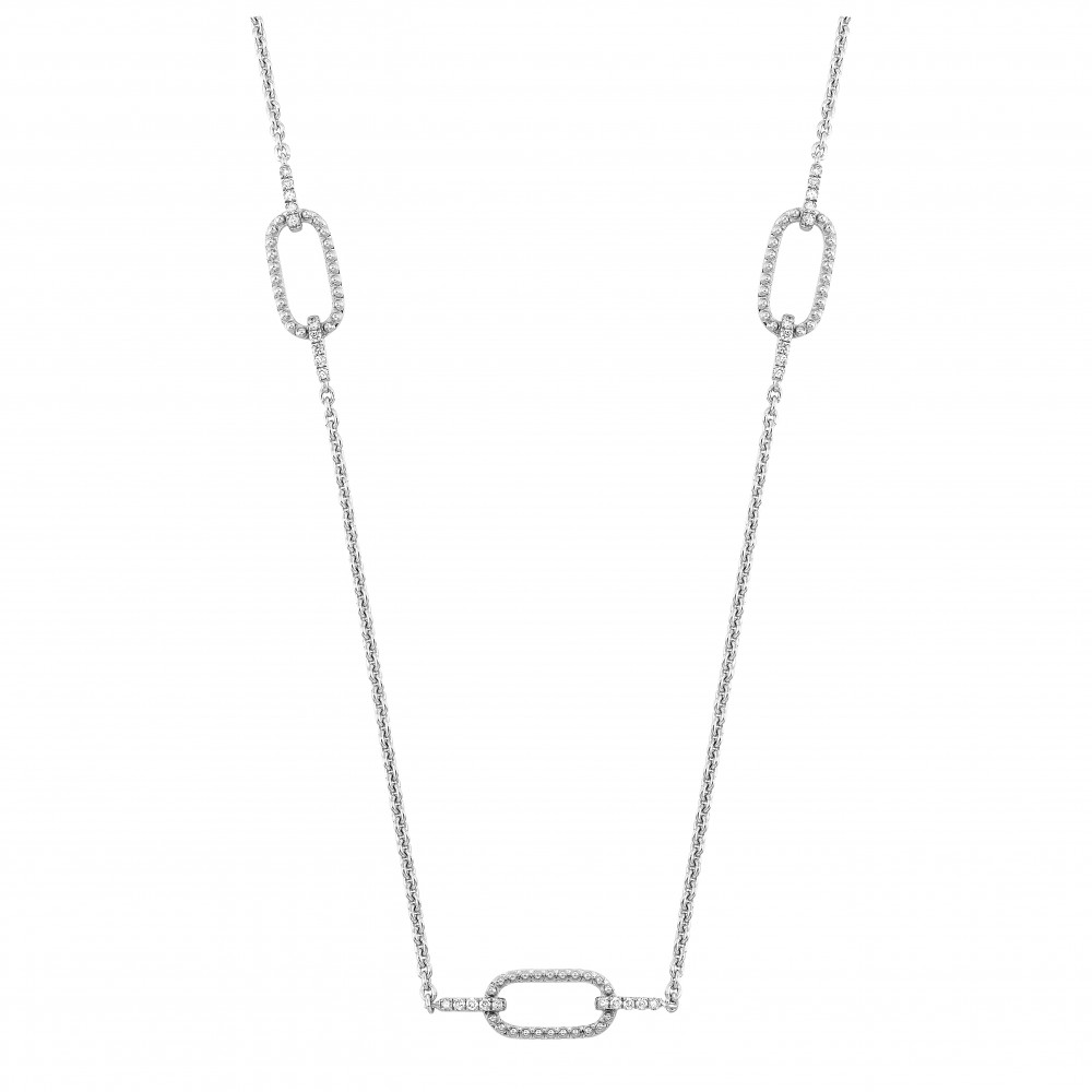 Silver White Diamond 1/8Ctw Necklace