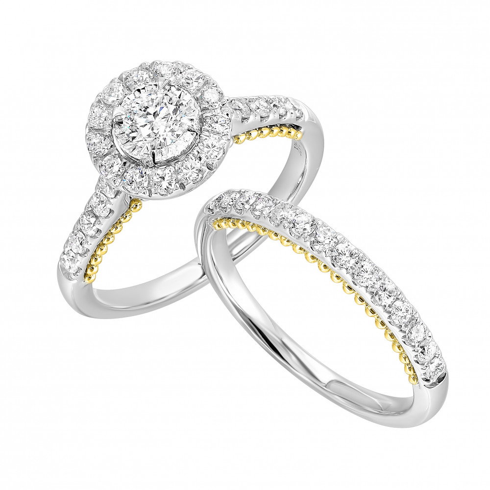14Kt White Yellow Gold Diamond 1Ctw Ring
