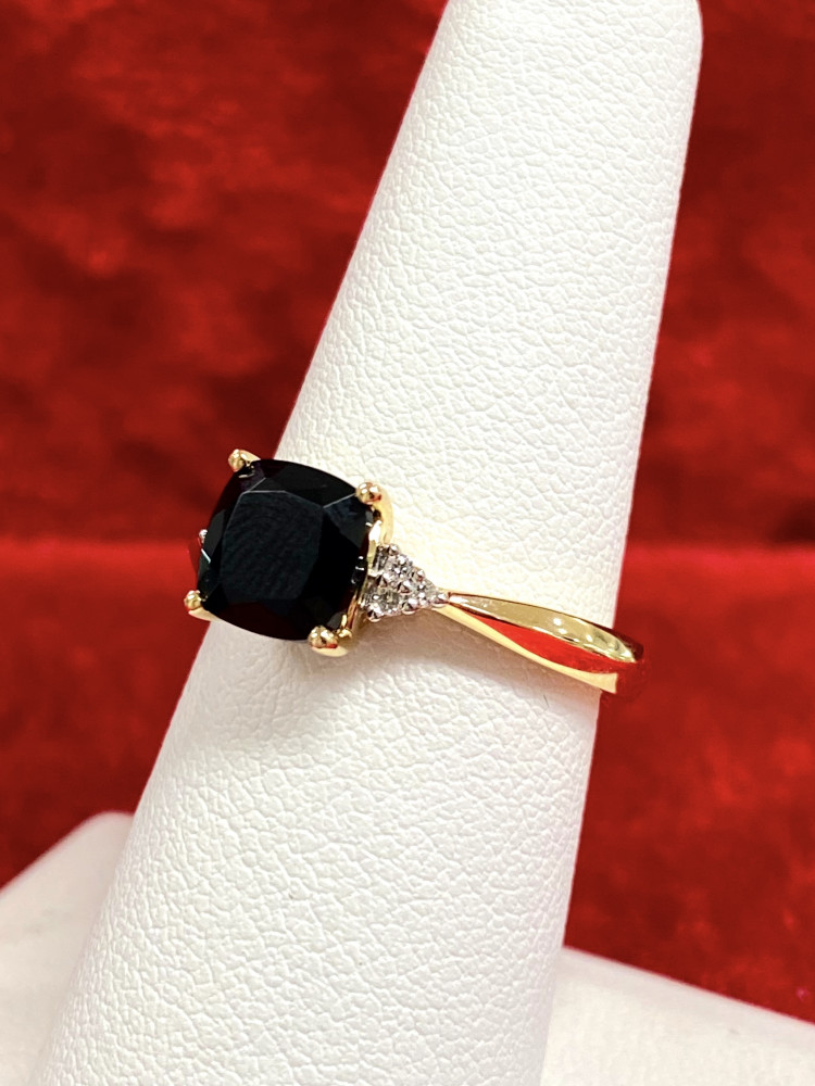 Black Agate & Diamond Ring