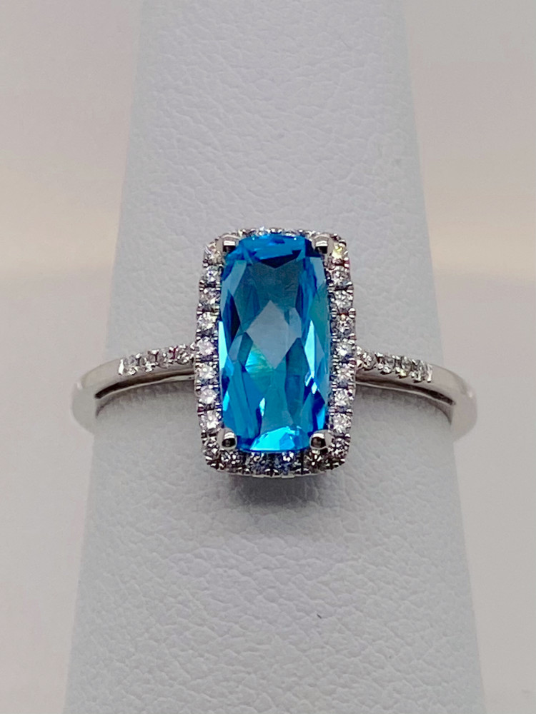 Blue Topaz & Diamond Ring