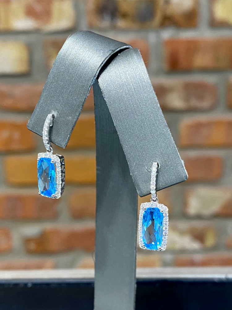 Blue Topaz & Diamond Earrings