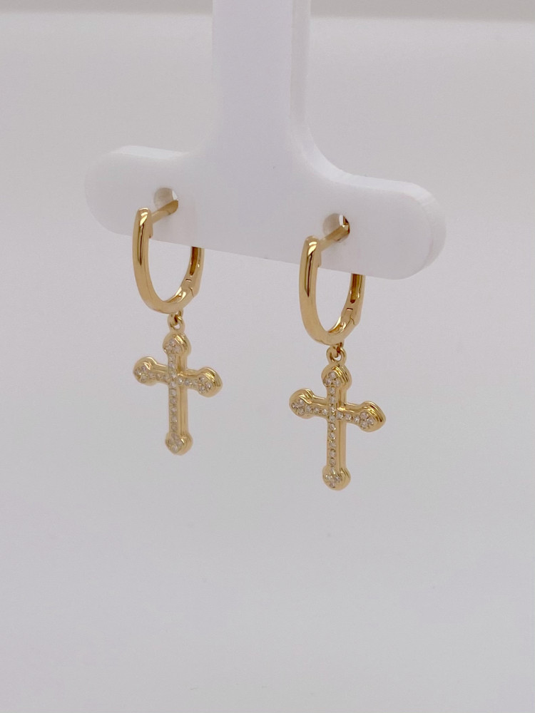 Diamond Cross Earrings