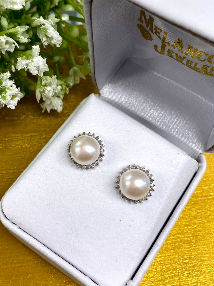 Pearl & Diamond Earrings