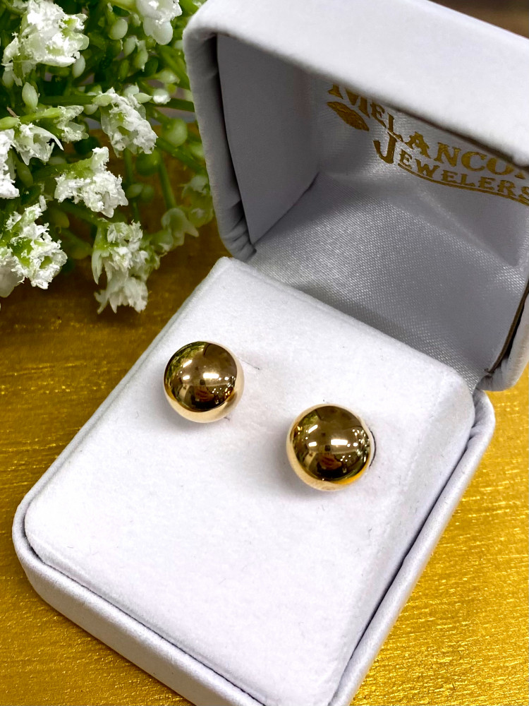 Yellow Polished Ball Earrings