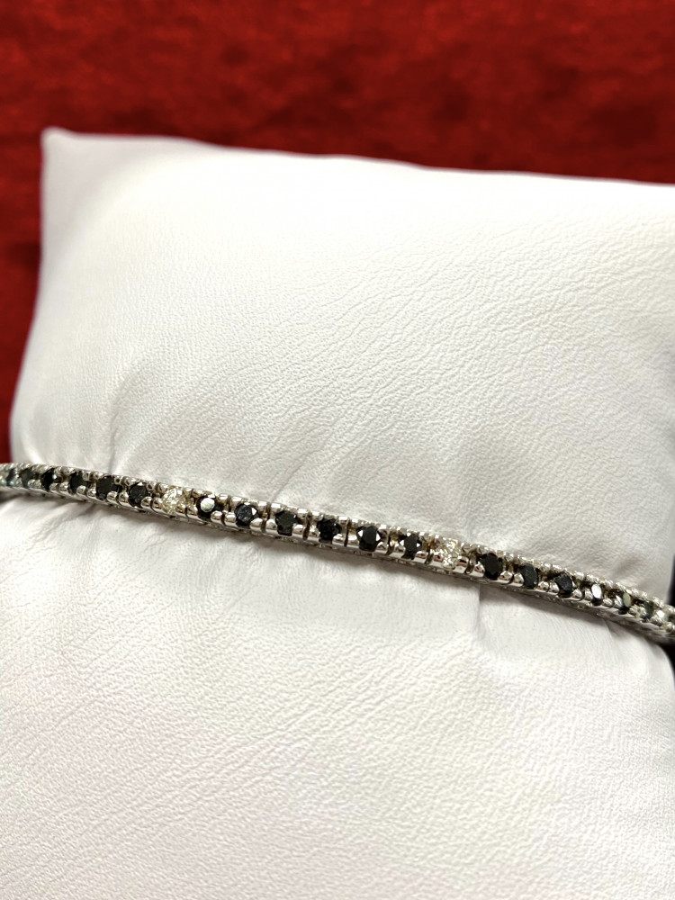 White Gold Black & White Diamond Tennis Bracele