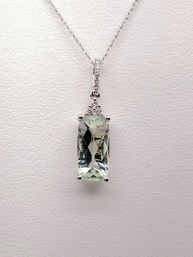 Green Amethyst & Diamond Pendant