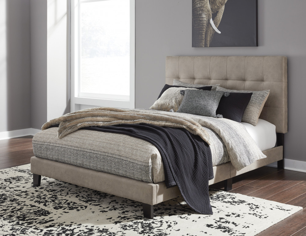 Adelloni Queen Upholstered Bed - Light Brown | Bedroom | Elements