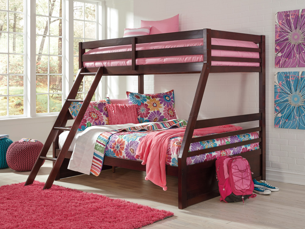 Halanton Twin over Full Bunk Bed Dark Brown Kids Furniture Elements