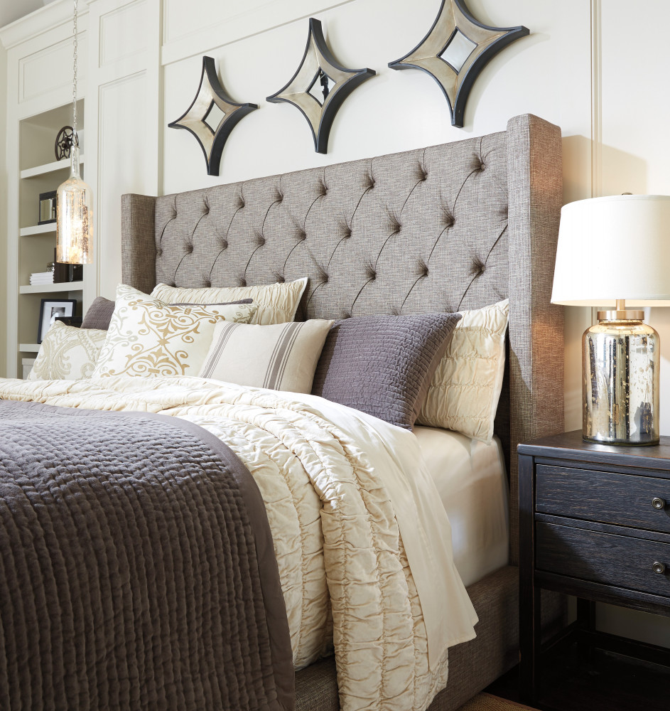 Sorinella King Upholstered Bed - Gray | Bedroom | Elements