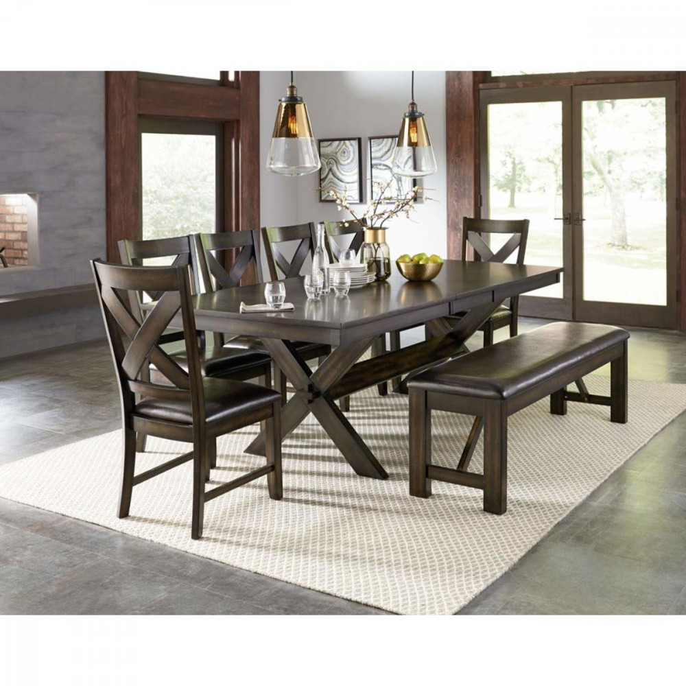 Cabanas Walnut Dining Table and Chairs with Bench Dining Room
