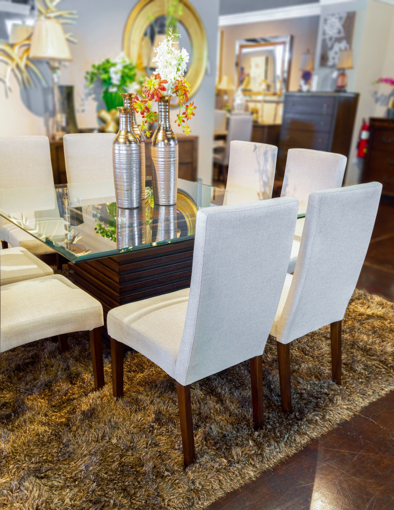 Square Glass Top 8 Wengue/Brown Chair Dining Room Set Dining Room