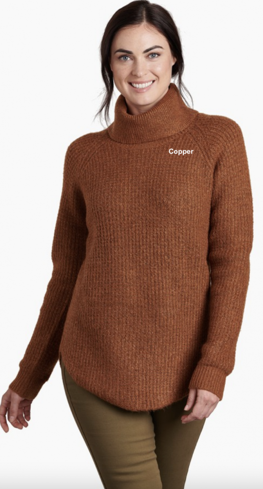 Kuhl Women's Sienna Sweater Size XS Cowl Neck Chunky Copper Rust Fall 