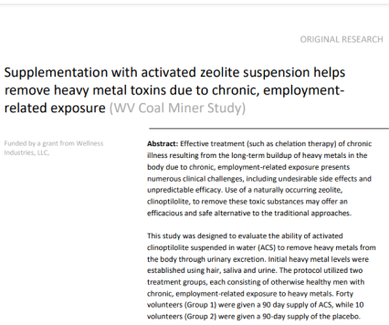 Zeolite suspension helps remove heavy metal toxins